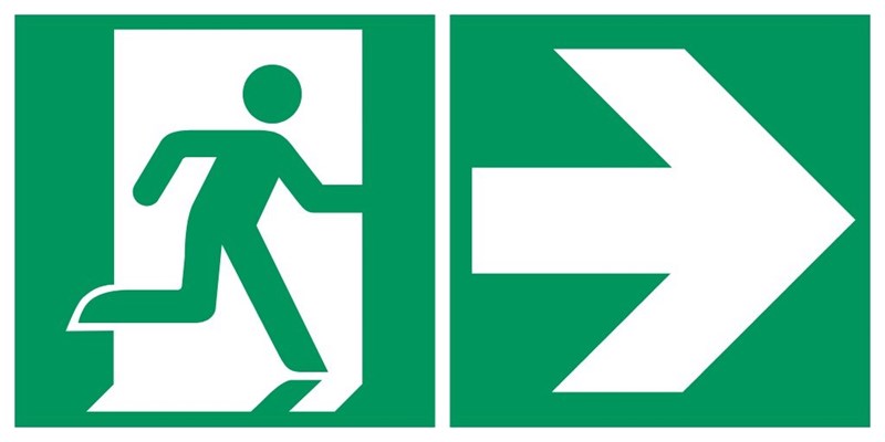 Nödutgång, pil åt höger – Piktogram