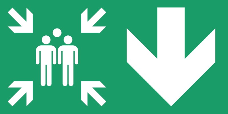 Point de rassemblement flèche droite bas - Pictogramme