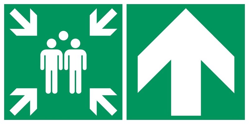 Point de rassemblement flèche droite haut - Pictogramme