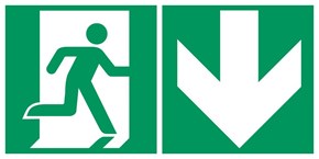 Sortie de secours flèche droite bas - Pictogramme