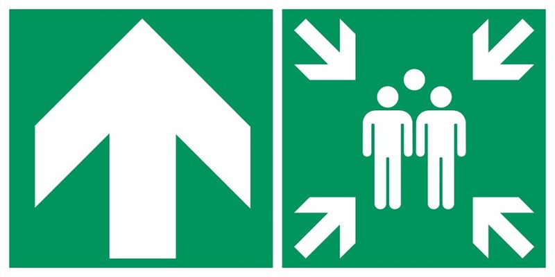 Point de rassemblement flèche gauche haut - Pictogramme