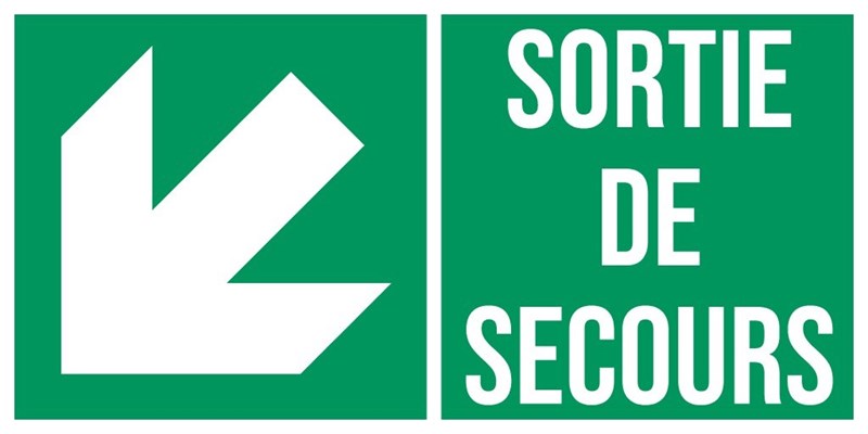 Sortie de secours flèche gauche bas