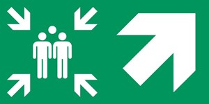 Point de rassemblement flèche droite diagonale haut - Pictogramme