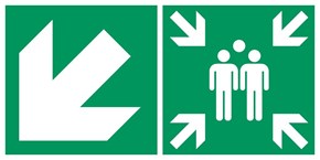 Point de rassemblement flèche gauche diagonale bas - Pictogramme